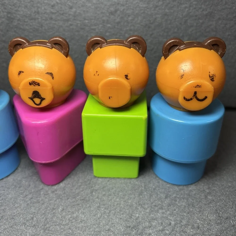 Vintage 1984 Fisher Price Little‎ People Chunky Figures Lot of 5 Teddy Bear